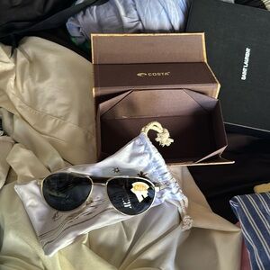 Costa blue aviator sunglasses with box, soft case